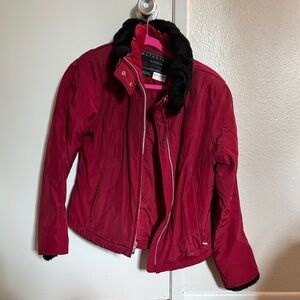 Metropolis Red Puffer Jacket with Black Accents